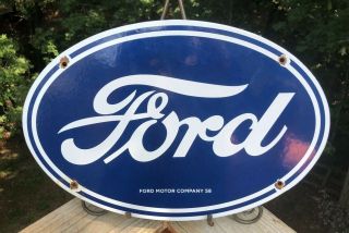 1958 Ford Porcelain Sign Oil Gas Vintage Performance Parts Pump Plate