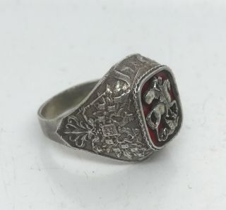 Russian Imperial 84 Silver Enamel Ring 