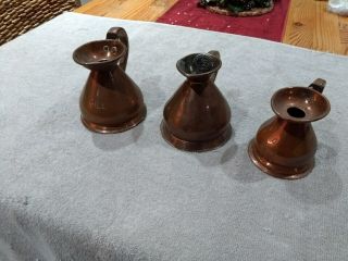 90.  Antique Vintage Victorian Copper Measuring Jugs,  Farrow & Jackson