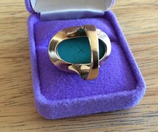 Antique Vintage 14K Yellow Gold Persian Turquoise Ring Sz 6.  5 Extra - Large Stone 8
