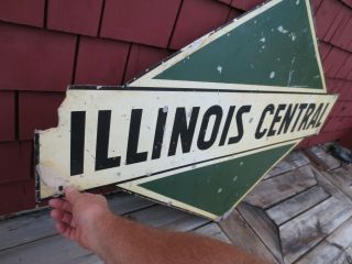 Vintage Tin Illinois Central R.  R.  Railroad Rare Large Sign Old Authentic 12