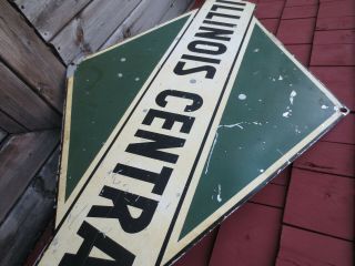 Vintage Tin Illinois Central R.  R.  Railroad Rare Large Sign Old Authentic 5