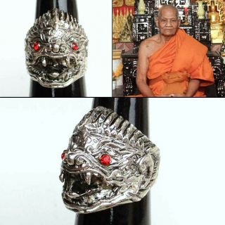 Size.  10 Hanuman Ring By Lp Hong Wat Khao Or Thai Amulet Guru Monk Ramayana