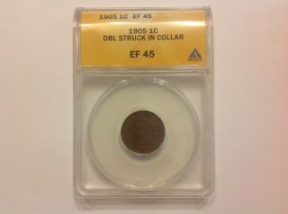 1905 Indian Head Cent Double Struck On Collar Very Rare Error Coin