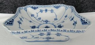 Vintage Royal Copenhagen Blue Fluted Half Lace Porcelain 708 Square Bowl - 1st