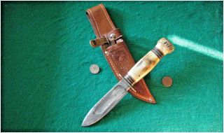 Vtg Sheath Hunt Blade MARBLES Ideal 4 Pin Stg - Stg Knife 1 Orig GIFT fold case 8