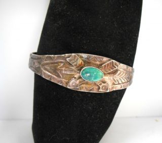 Native American Sterling Silver Turquoise Cuff Bracelet With Arrows