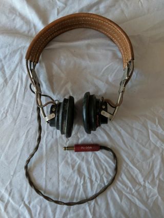Vintage Wwii Western Electric Headset Headphones W/ Anb - H - 1 Receivers