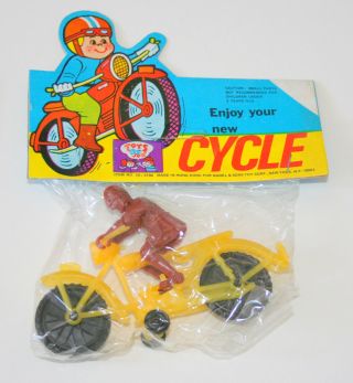 Dime Store Toy Plastic Motorcycle Rider Hong Kong 1970s Nos Colors Vary