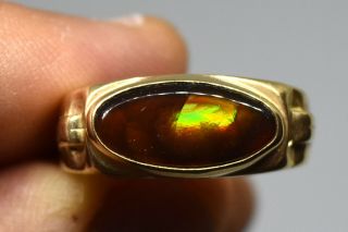 Vintage 14K Solid Gold and Mexican Opal Ring Size 11 4
