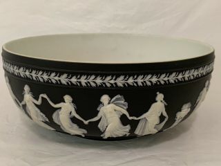 Antique Black / White Wedgwood “dancing Hours " 10” Bowl - Made In England