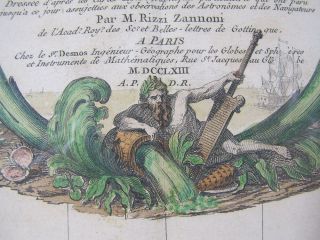Orig 1763 Double Page Cartouche Le Petit Neptune Francois Framed For Display Yqz