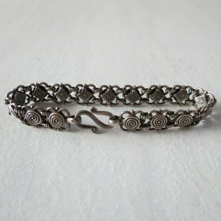 Antique Victorian Sterling Silver Hook Clasp Book Chain Bracelet 1890 Reversible