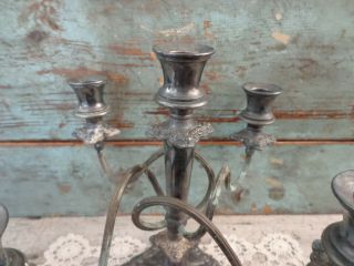 antique Civil War era silverplate candelabra Wilcox Silver Co 5 arm candleholder 3