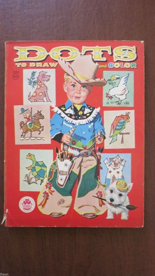 Darling Vintage Dot Color Book/cowboy Guns Chaps Scottish Terrier Dog Print/1959