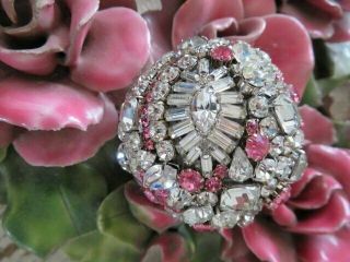 Exquisite Round Ornament Rhinestone Ball Clear Pink Vintage Rhinestones Jewelry