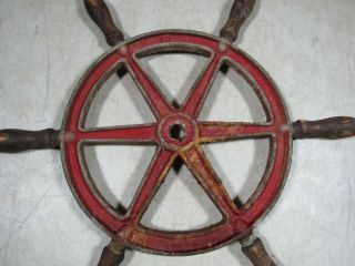 Vintage/Antique Small Steel Cast Iron Metal Ship ' s Boat Wheel Nautical Maritime 3