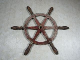 Vintage/Antique Small Steel Cast Iron Metal Ship ' s Boat Wheel Nautical Maritime 6