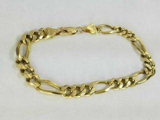 Vintage 14k Yellow Solid Gold Figaro Bracelet 8 1/2 "