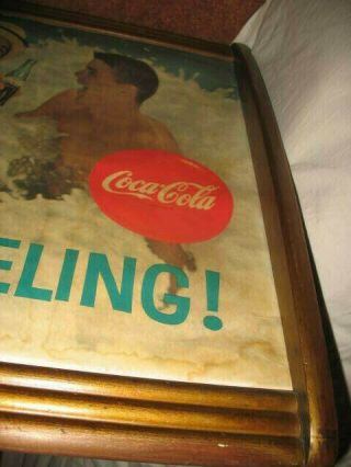 Vintage 1961 Coca Cola Zing Refreshing Large Cardboard Advertising Sign & Frame 3