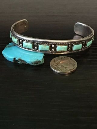 Large Vintage Native American Turquoise Sterling Silver Cuff Bracelet 2” Gap 32g