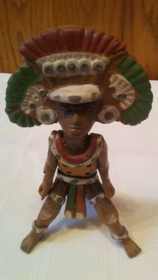 Vintage Terra Cotta Clay Mayan Aztec Chief Sculpture Figurine/pipe?