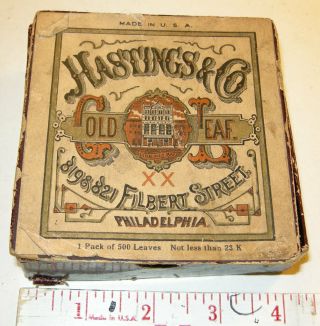 7635 1 - Vintage " Hastings & Co.  " Box Of Gold Leaf Sheets 23k