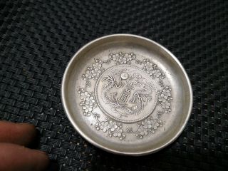 CHINEA FOLK old Carved Tibetan silver plate One dollar dragon coin ornaments A 3
