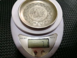 CHINEA FOLK old Carved Tibetan silver plate One dollar dragon coin ornaments A 4