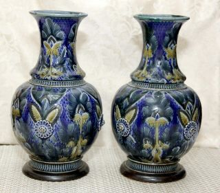 Antique Royal Doulton Lambeth Vases 1881 - Signed Frank Butler