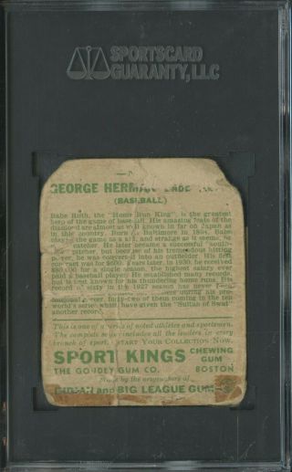 1933 Goudey Sport Kings 2 Babe Ruth Yankees HOF SGC 