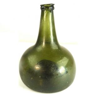 N962 Antique 18th Century Georgian Olive Green Onion Wine Bottle