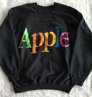 Vintage Apple Computer Rainbow Letter Sweatshirt 1980s Adult Xl Hanes Macintosh