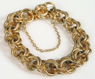 Vintage Beau Sterling Silver Chain Link Gold Wash Fine Charm Bracelet