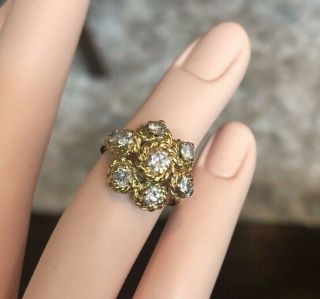 Boucheron 18k Yellow Gold Vintage Diamond Ring Size 4