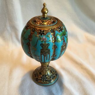 Fine Antique 19th Century Chinese Gilt & Cloisonne Urn Vase W/ Lid