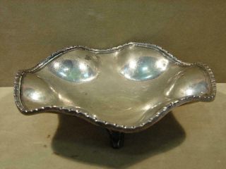 Vintage Mexico Sterling Silver Scalloped Rippled Edge Footed Dish 246.  1 Grams