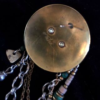 Vintage TABRA Sterling Silver Brass Moon Sun Face with 3 Hoop Dangles Earrings 4