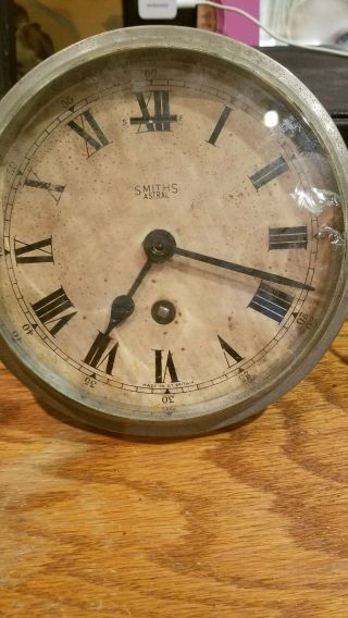 Antique Smiths Astral 7 Jewel English Marine Ships Clock,  Approximately 6 " Dial