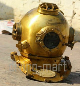 Antique US Navy Mark V Diving Divers Helmet Solid Steel Full Size 18 