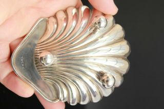 Antique London Solid Silver Scallop Shell Butter Dish Circa 1902 5