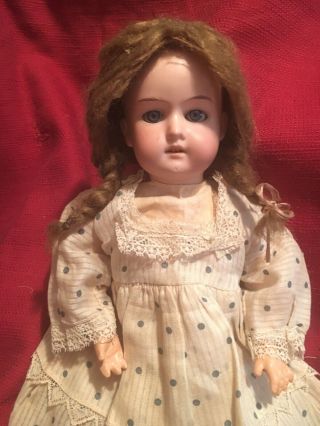 Rare 18” Exceptional Antique German Mechanical Kissy Bisque Head Doll