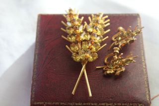 Early Donald Simpson Golden Wheat Brooch & Earrings Box 2