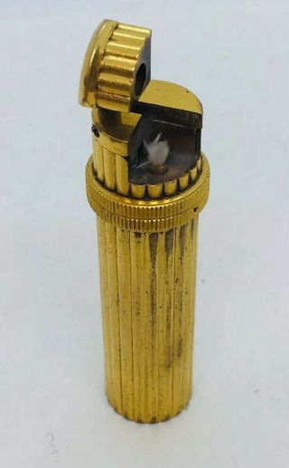 Hermes Paris Vintage Rare Yellow Gold Plated Tube Shaped Lighter