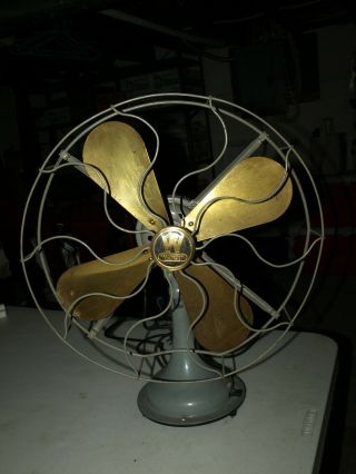 Westinghouse Vintage 16 " Brass Blades Table Fan Model 321339 Oscillating 2 - Speed