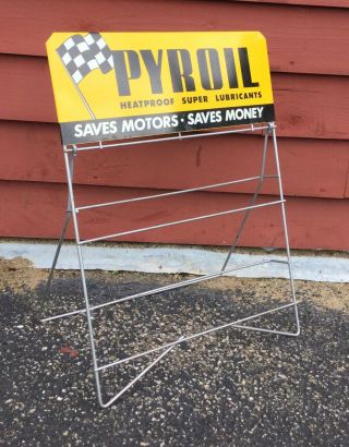 Vintage PRYOIL Motor Oil Gas Service Station Display Rack Stand Up Sign 16”X13” 2