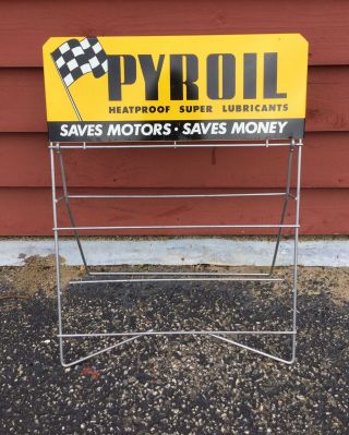 Vintage PRYOIL Motor Oil Gas Service Station Display Rack Stand Up Sign 16”X13” 3