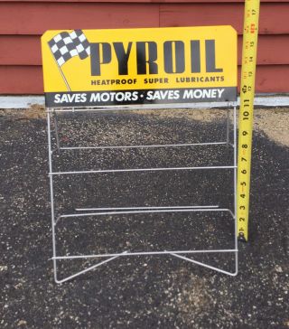 Vintage PRYOIL Motor Oil Gas Service Station Display Rack Stand Up Sign 16”X13” 7