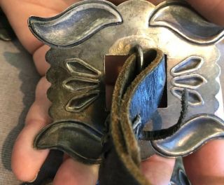 RARE Old Pawn STERLING SILVER & Turquoise Navajo Indian CONCHO BELT & BUCKLE 12