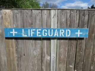 48 Inch Wood Hand Painted Lifeguard Sign Nautical Seafood (s465)